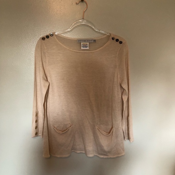 Gretchen Scott Sweater Lightweight Buttons Pocket Small - Picture 1 of 6